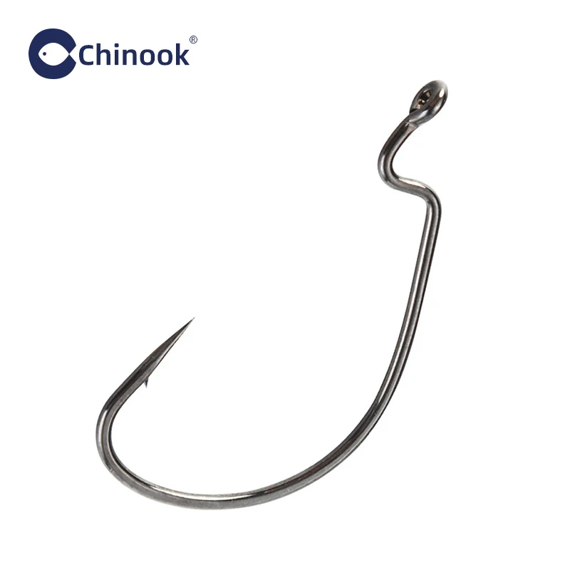 Chinook 20 piezas anzuelo Texan de gusano ancho, anzuelo compensado de carbono, anzuelo de pesca de carpa con púas para lubina, plantilla de gusano suave, anzuelo EWG - imagen 5