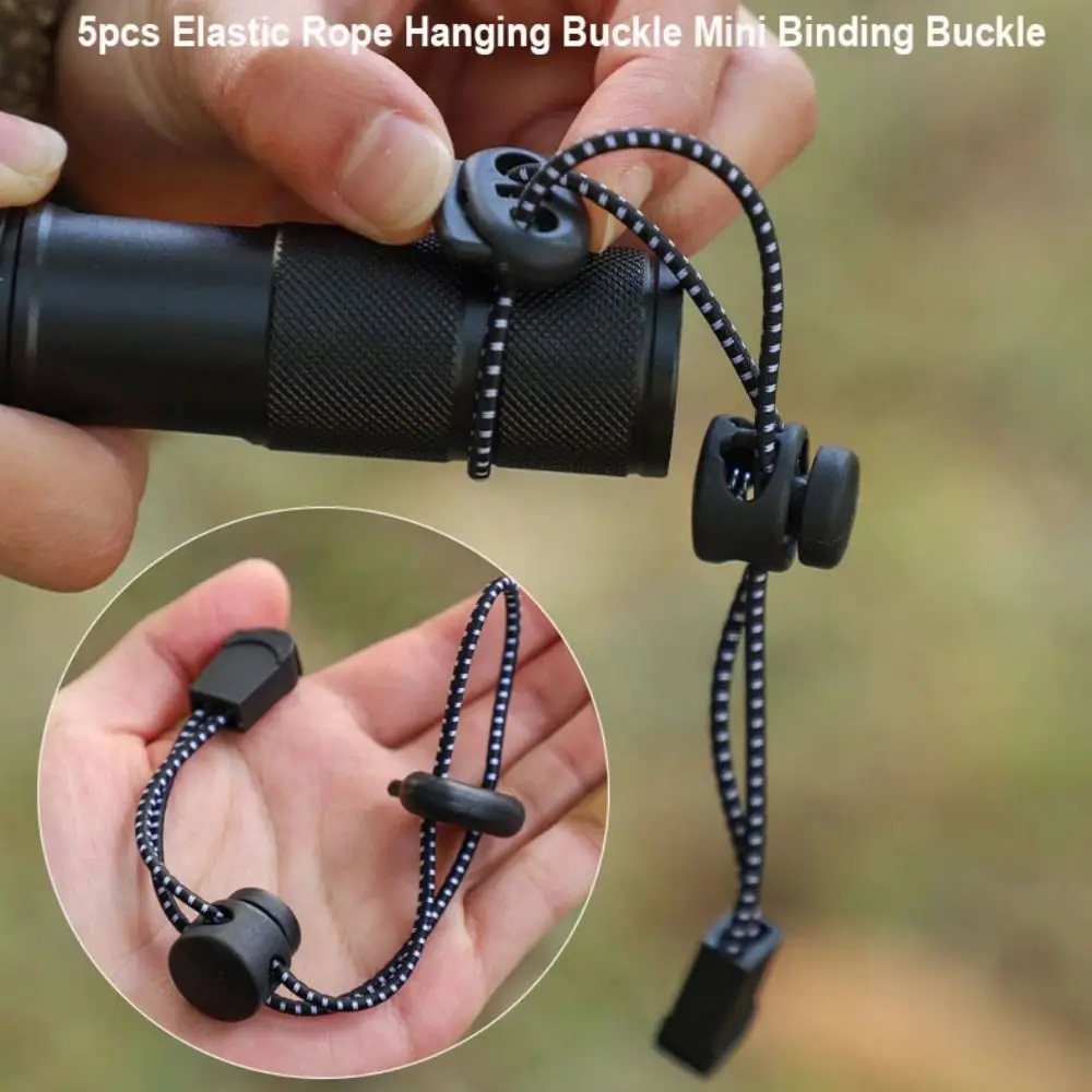 Mini hebilla colgante de cuerda elástica de alta calidad, 5 uds., negra, 2 estilos, hebilla de encuadernación, hebilla de fijación de clasificación - imagen 2