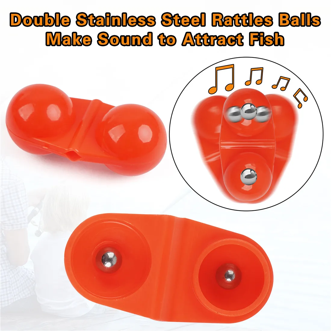 Cuentas de doble sonajero para pesca, aparejo de pesca de Catfishing, atrayentes, accesorio de campana para bagre, Striper, lubina, Pompano, 50/100 piezas - imagen 5