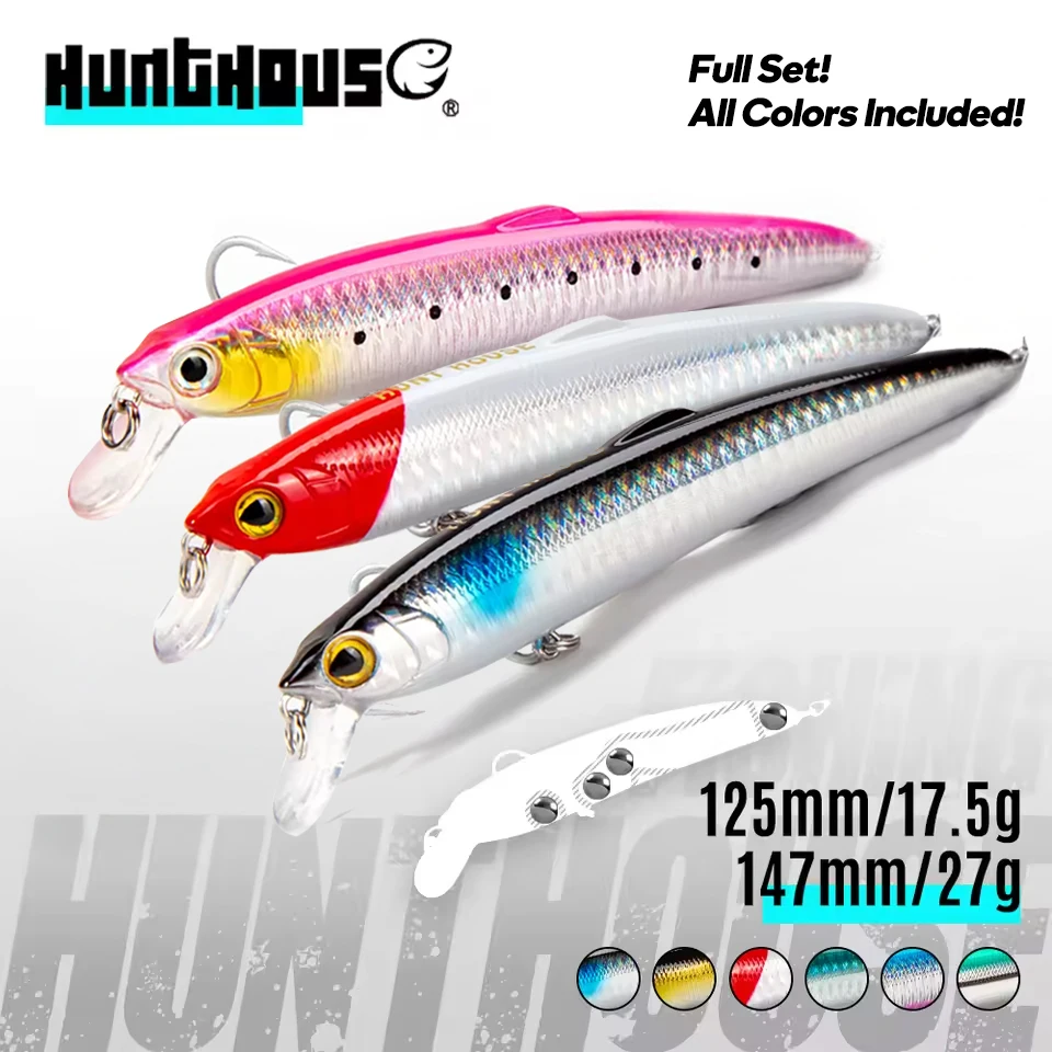 Hunthouse LW131 Jerkbait minnow flotante para pesca de lubina - imagen 2
