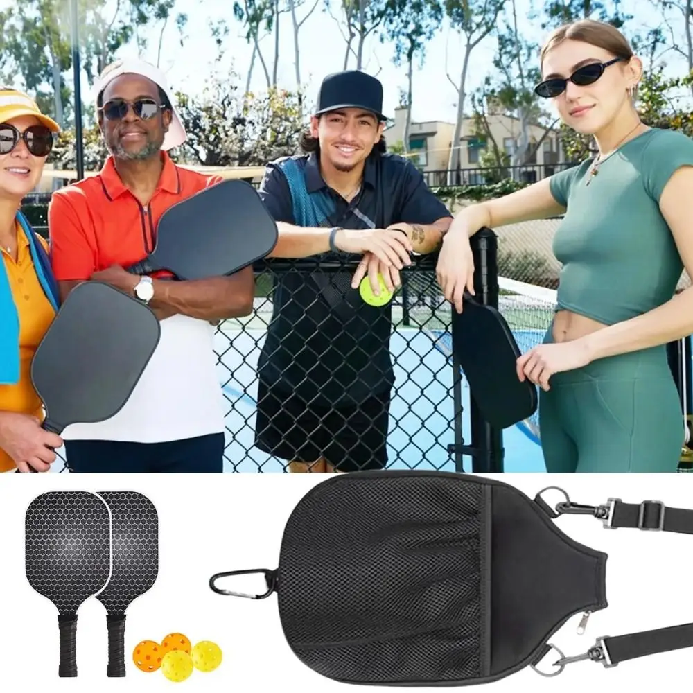 Bolso cruzado de Pickleball de gran capacidad, correa ajustable impermeable, cubierta de paleta de Pickleball, cierre de cremallera profesional