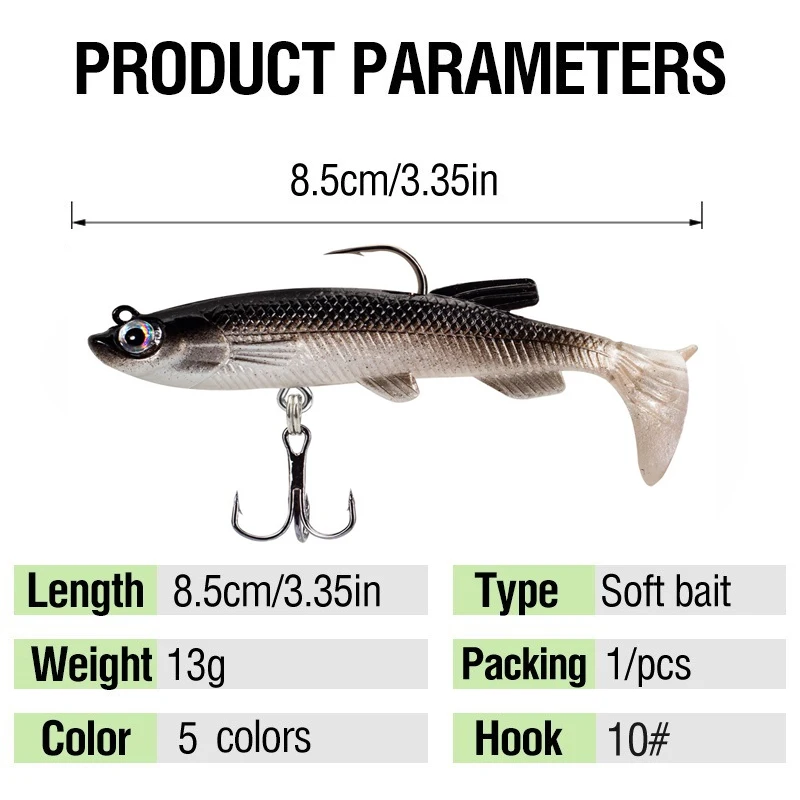 Kit de 5 uds de señuelo de pesca, señuelo suave de 8cm/ 2,8 pulgadas, cebo Artificial, anzuelos de pesca geniales, cebo de pesca, señuelo, señuelos de pesca - imagen 4