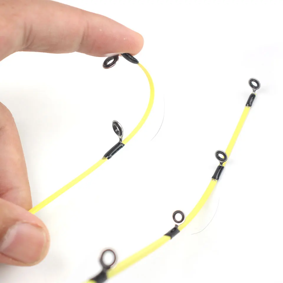 Caña de pescar en hielo amarilla portátil, fibra de carbono de 55 cm con mango similar a la madera y punta sensible, control preciso para lagos congelados - imagen 3