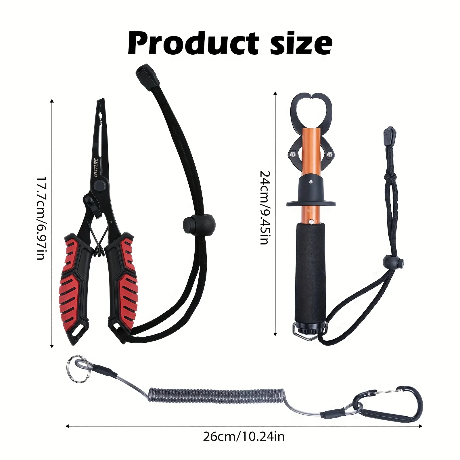 Goture Juego de alicates de agarre de labio de pesca, herramienta de pesca para quitar anzuelos, corte de línea, sujeción de peces, equipo de pesca profesional - imagen 4