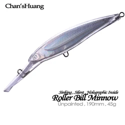 Chan'sHuang 5 uds cebo en blanco sin pintar 19cm 45g rodillo de hundimiento silencioso Bill Minnow DIY hecho a mano aparejos de señuelo de pesca Artificial