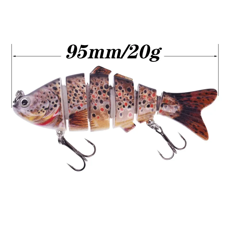 1 Pc pesca Wobbler realista 6 segmentos Swimbait 9,5 cm 20g Crankbait señuelos de hundimiento lento Isca cebo duro Artificial aparejos de pesca - imagen 3