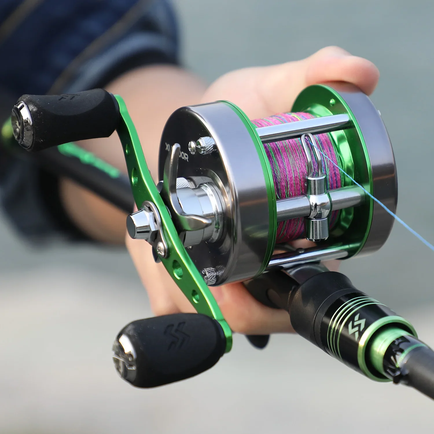Sougayilang-juego combinado de caña y carrete de Pesca Baitcasting, Kit de carrete de Pesca de curricán de fibra de carbono para Pesca de lubina - imagen 5