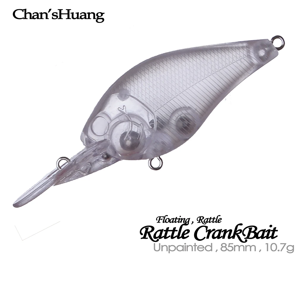 Chan'sHuang 20 piezas cebo en blanco sin pintar 10g/85mm sonajero flotante Crankbait DIY hecho a mano aparejos de señuelo de pesca Artificial
