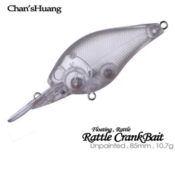 Chan'sHuang 20 piezas cebo en blanco sin pintar 10g/85mm sonajero flotante Crankbait DIY hecho a mano aparejos de señuelo de pesca Artificial