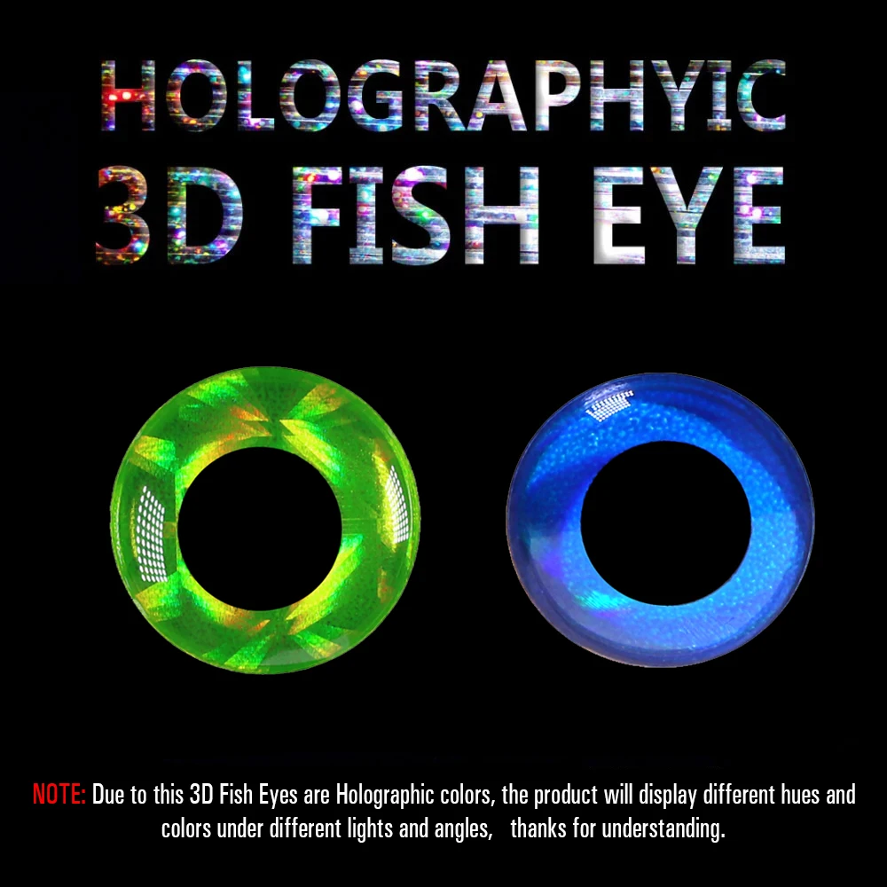 ICERIO-Ojos de pez epoxi 3D holográficos, 100 piezas, para pesca con mosca, cebos, Jig, Crankbaits, pececillos, Material para hacer - imagen 3