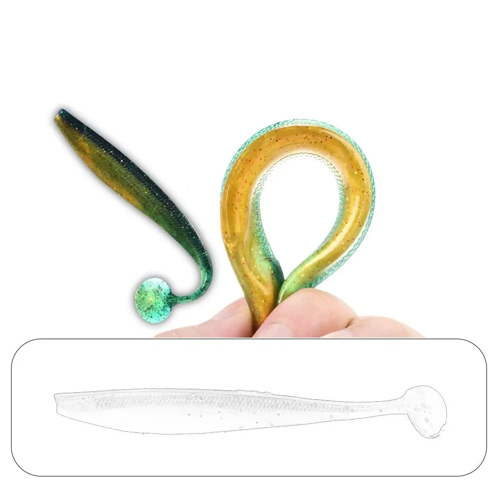 NGB 9/12/16cm cebo de silicona olor gusano señuelo de pesca suave cola en T 4-5 Uds cebo Artificial pesca lubina Wobblers - imagen 4