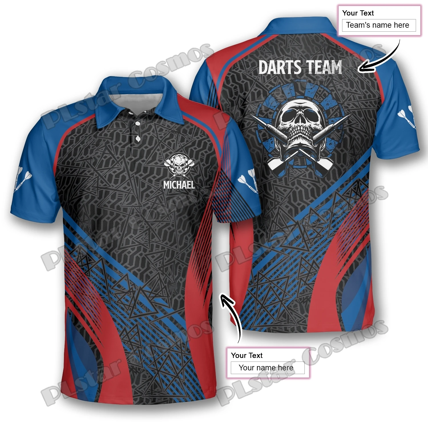 Conjunto de dardos personalizados para hombre, camisetas con estampado 3D de fuego, Polo de moda, Polo informal de verano, Polo Premium, PLP38 - imagen 3