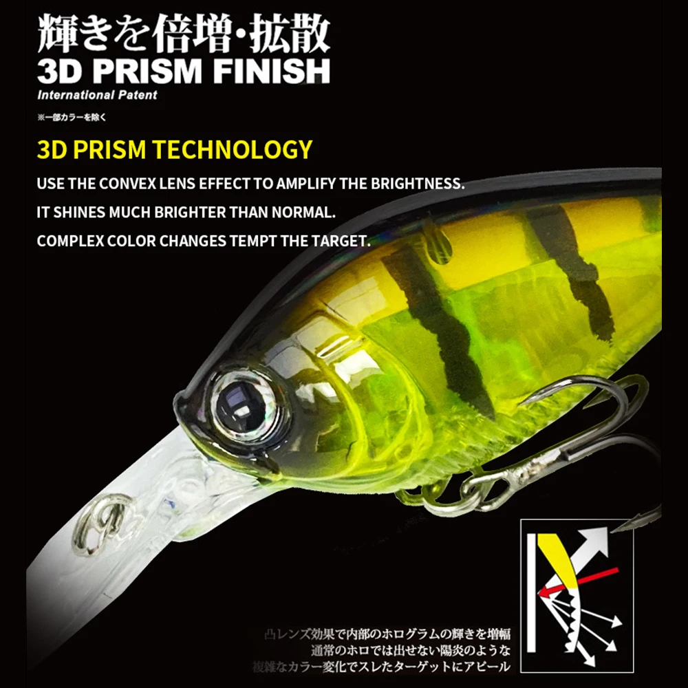 Señuelos de pesca flotantes de 6cm y 13,2g, Crankbait Wobbler para buceo profundo, labios largos, cebo duro Artificial, pesca en agua de mar, cernera YG149 - imagen 4