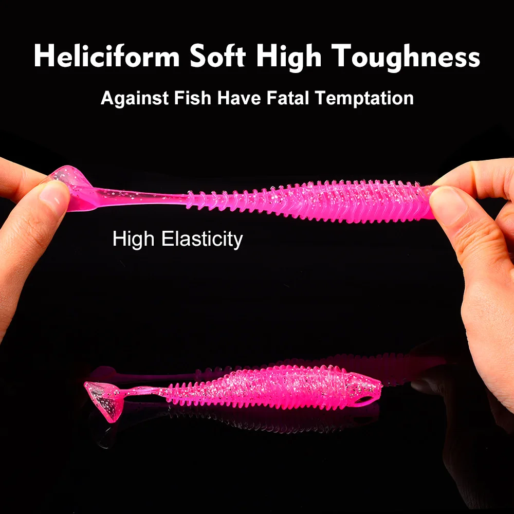 Señuelo de Pesca suave grande, 6,5 cm, 8cm, 10cm, cola en T, gusano, cebo Artificial, Pesca de carpa, equipo Swimbait, cebo de silicona para Pesca de lubina - imagen 4