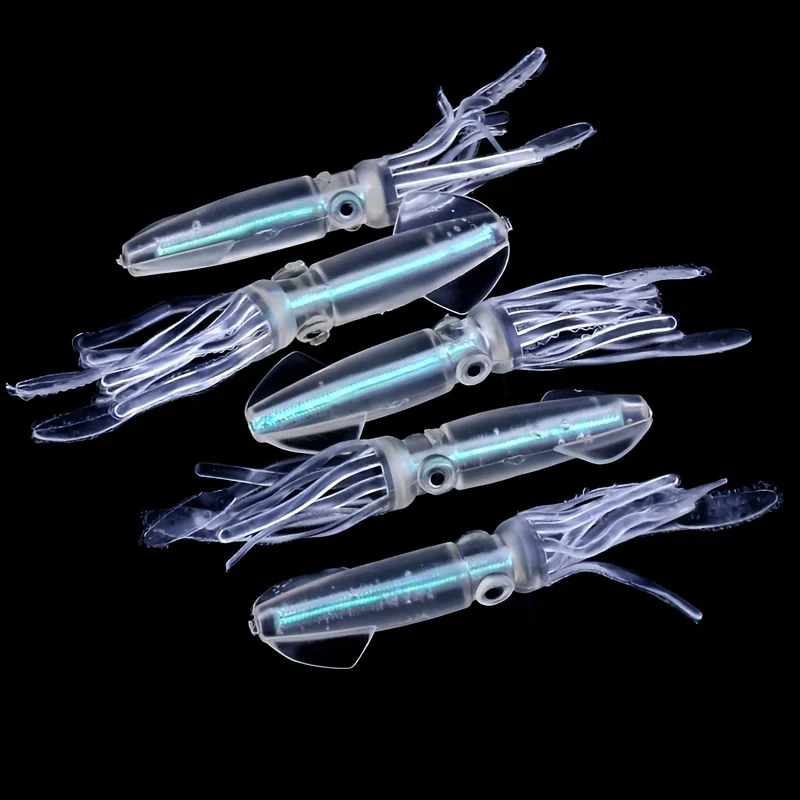 5 unids/lote 10 cm/8g señuelo de pesca suave luminoso: atrapa más peces con calamar biónico/cebo de pulpo para juego de Señuelos de Pesca de arrastre de mar - imagen 2