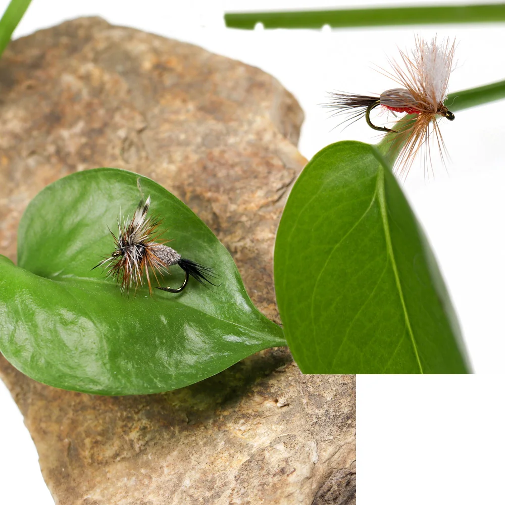 Wifreo pelo de ciervo mosca irresistible rojo jorobado paracaídas Adams mosca seca patrón Top diez moscas de trucha Señuelos de pesca cebos # 14 - imagen 5