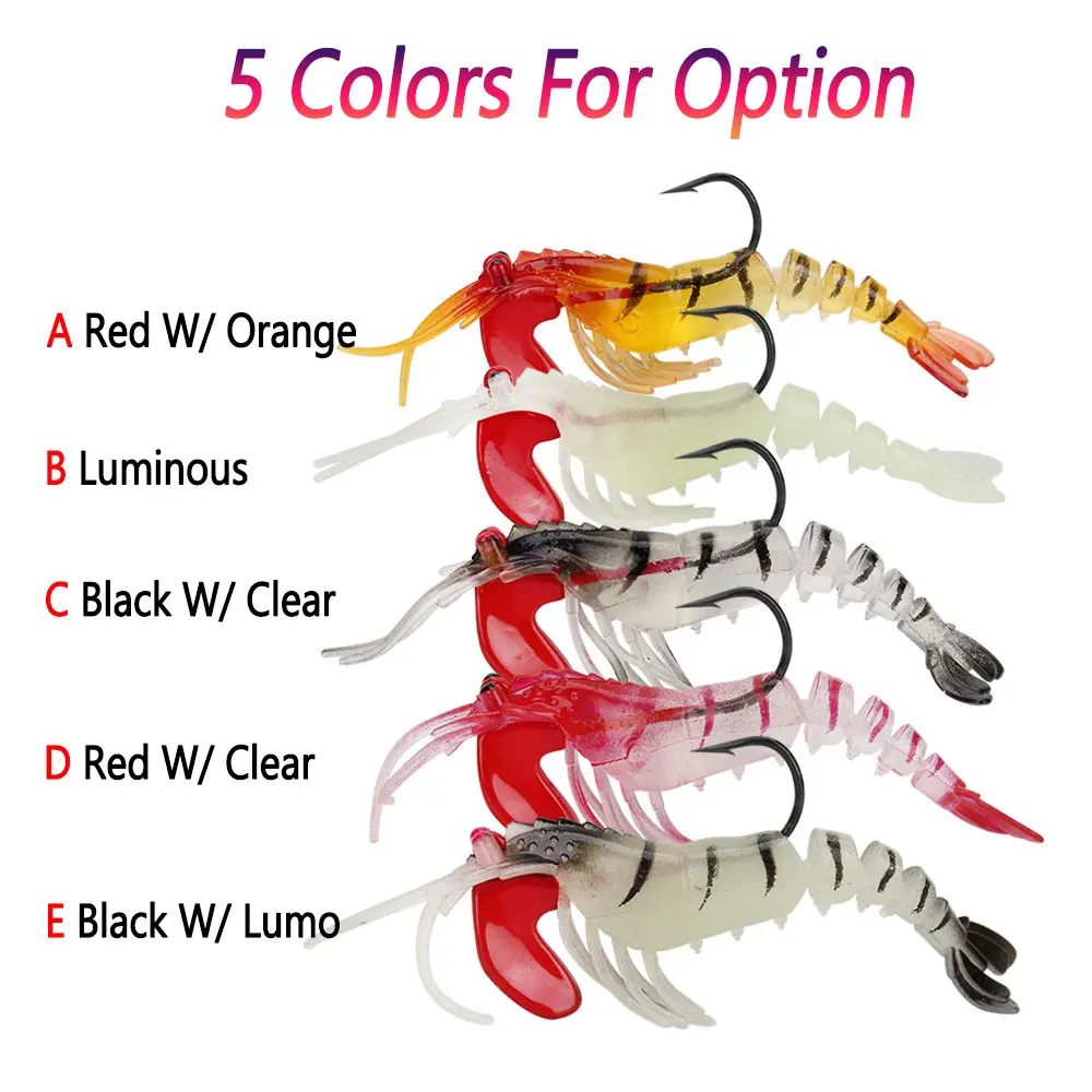 Bimoo-SEÑUELOS luminosos para pesca en el mar, cebos de camarón multiarticulados suaves de 13g, cebos de Río, cebos de pesca de gambas, señuelos de besugo de agua salada - imagen 3