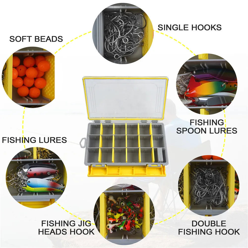 Caja organizadora de aparejos de pesca, caja de accesorios de pesca de carpa impermeable con divisores extraíbles, caja de almacenamiento de aparejos terminales para señuelos - imagen 5