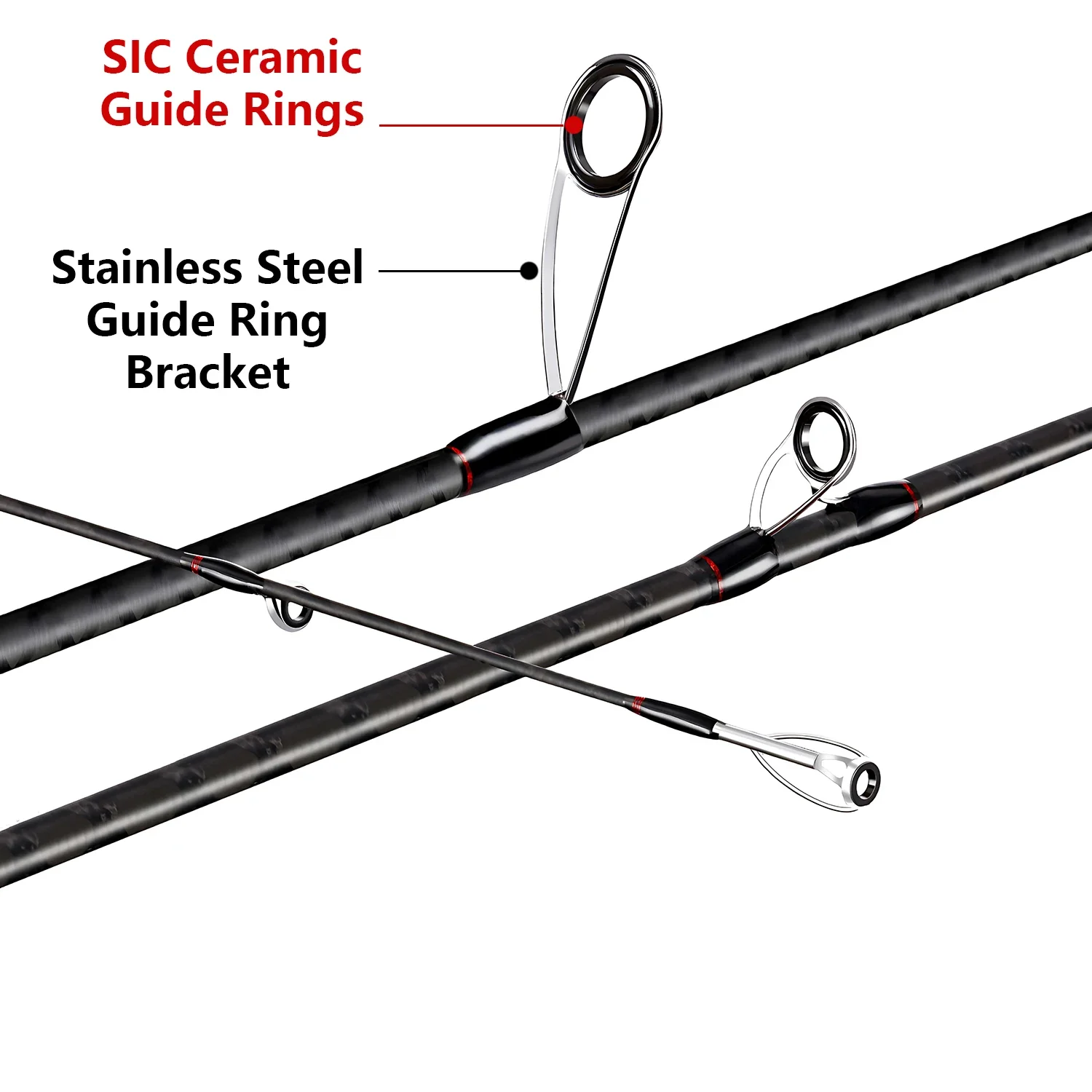 Caña de pescar con señuelo de fibra de carbono 40T con 2 puntas, caña giratoria/caída ML M, accesorios de equipo de caña de pescar para lubina y trucha - imagen 4