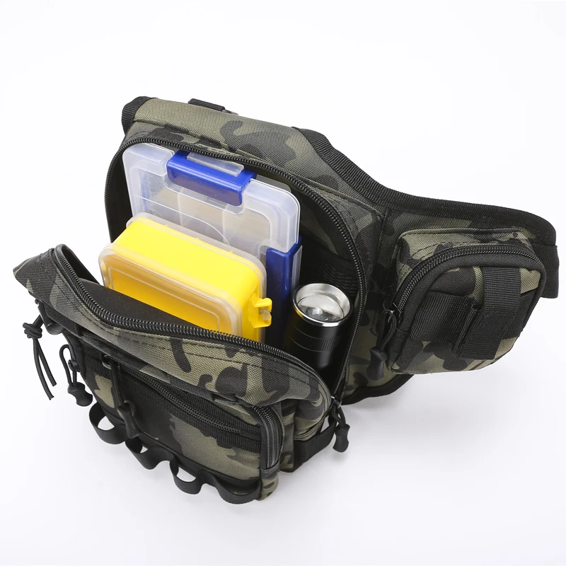 Bolsa cruzada de pesca para hombre, riñonera de almacenamiento de aparejos, bolsas de pecho deportivas, múltiples bolsillos, viaje, escalada, Camping, bolso táctico - imagen 3