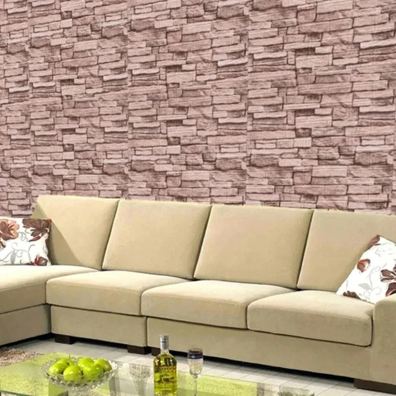 Arte de pared de espuma XPE para decoración de habitaciones, papel tapiz de ladrillo de imitación de estilo europeo extraíble en rollos, pegatinas de vinilo impermeables para pared - imagen 4