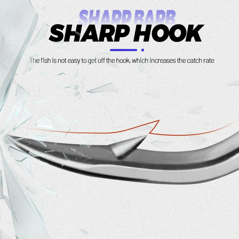 OBSESSION HK031 10 unids/bolsa 2/0 3/0 5/0 7/0 anzuelo de Jigging lento de acero al carbono pesca en el mar gancho individual brillo suave anzuelos de asistencia de calamar - imagen 5