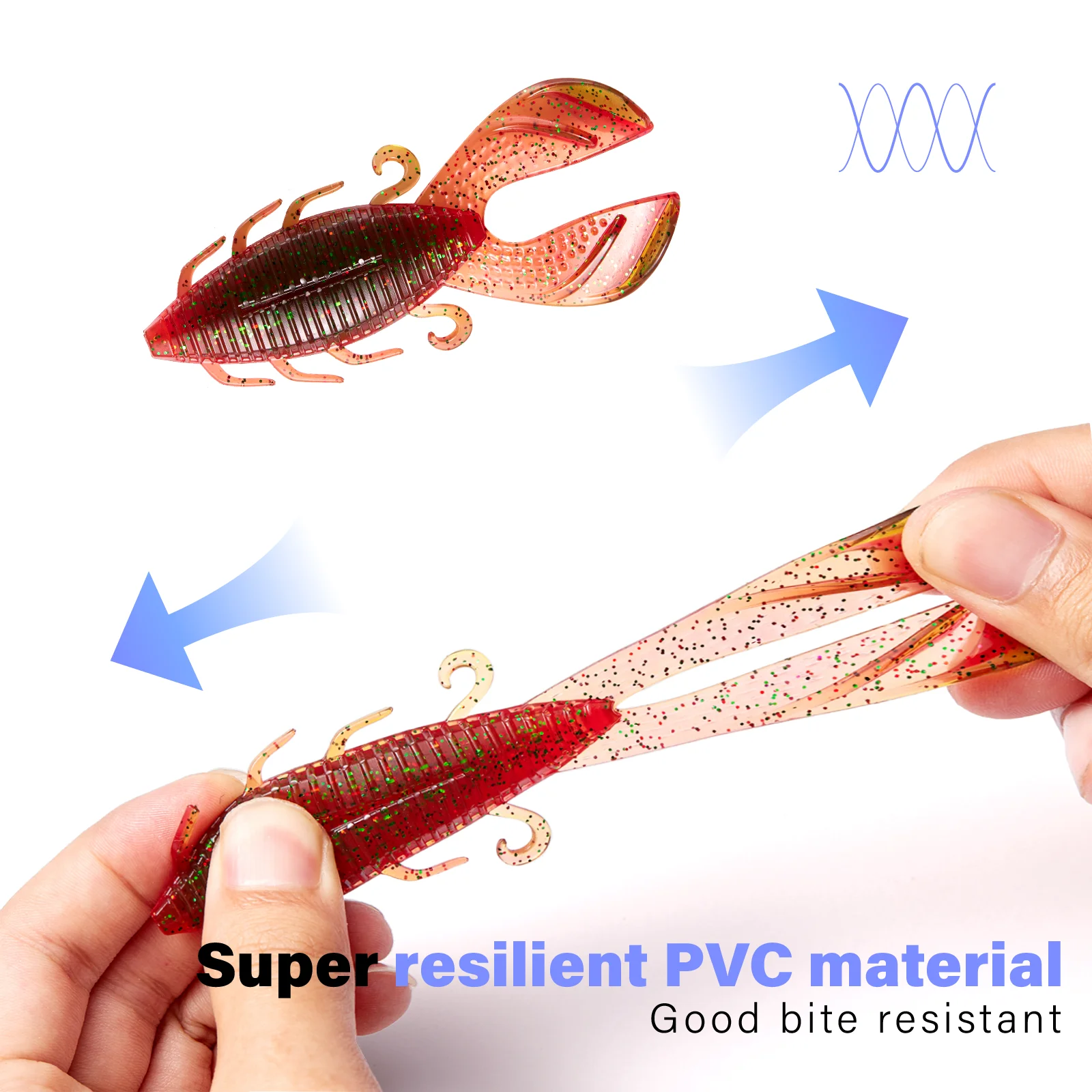 SOLOKING 6 unids/lote señuelo suave de plástico 9,3g 89mm cebo de gusano gordo señuelo de cola doble T agregar señuelo atractivo para pesca de lubina - imagen 5