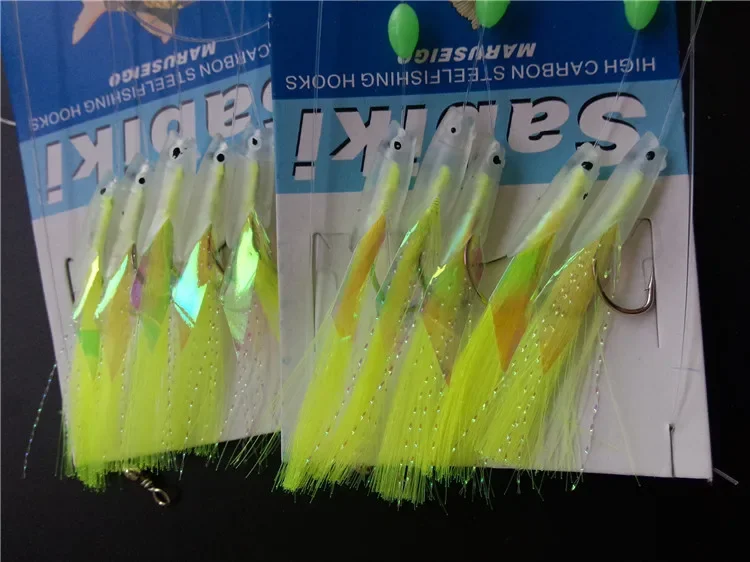 Señuelo de pesca luminoso sabiki para agua dulce, anzuelos de aparejo de calamar sabiki, paquete de 10, 1, 2, 3, 4 - imagen 3