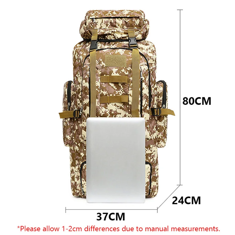 Mochila de camuflaje para hombre, bolsa táctica militar de gran capacidad para acampar al aire libre, senderismo, viajes, deportes, XA141G, 90L - imagen 5