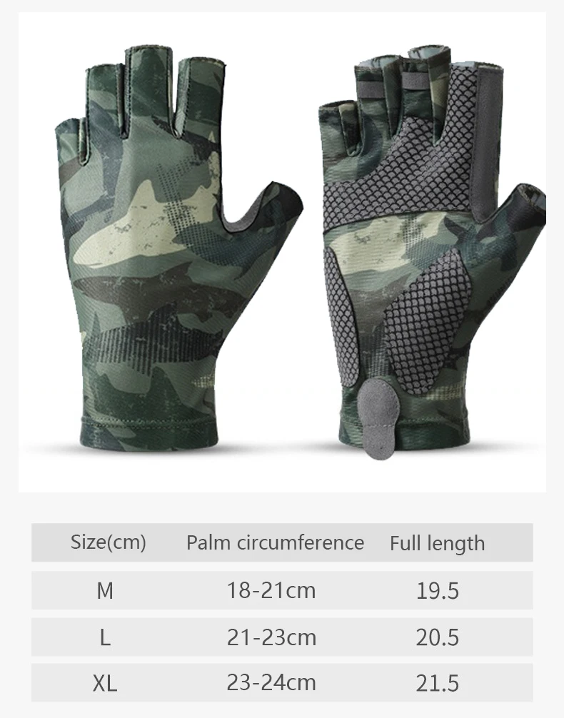 Guantes de pesca antideslizantes de medio dedo, protección solar transpirable, pesca al aire libre, Verano - imagen 3