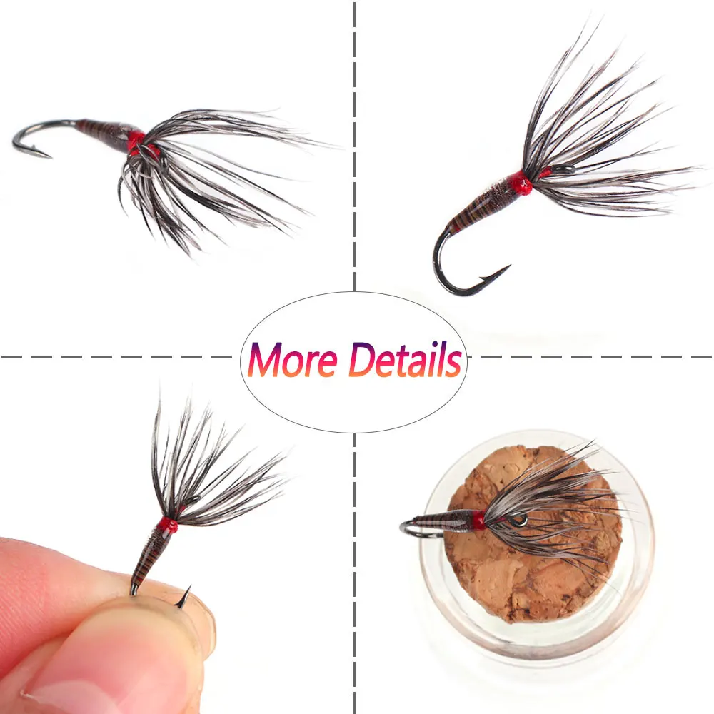 Bimoo 8PCS #14 #16 #18 Epoxy Tenkara Flies Parachute Grizzly Hackle Dry Fly Kebari Trout Steelhead Grayling Fishing Bait Lures - imagen 5