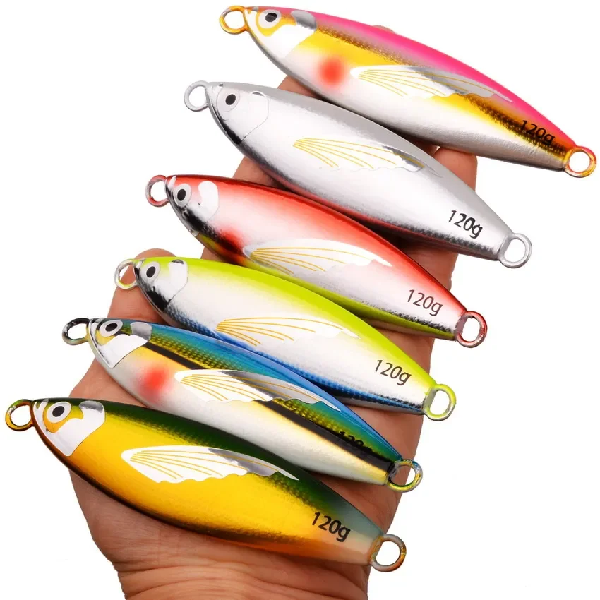 Señuelo de pesca de agua salada, anzuelo de Metal fundido a tierra, cuchara Jigging, aparejo de cebo Artificial, 30G-120G, gota lenta, 1 unidad - imagen 4