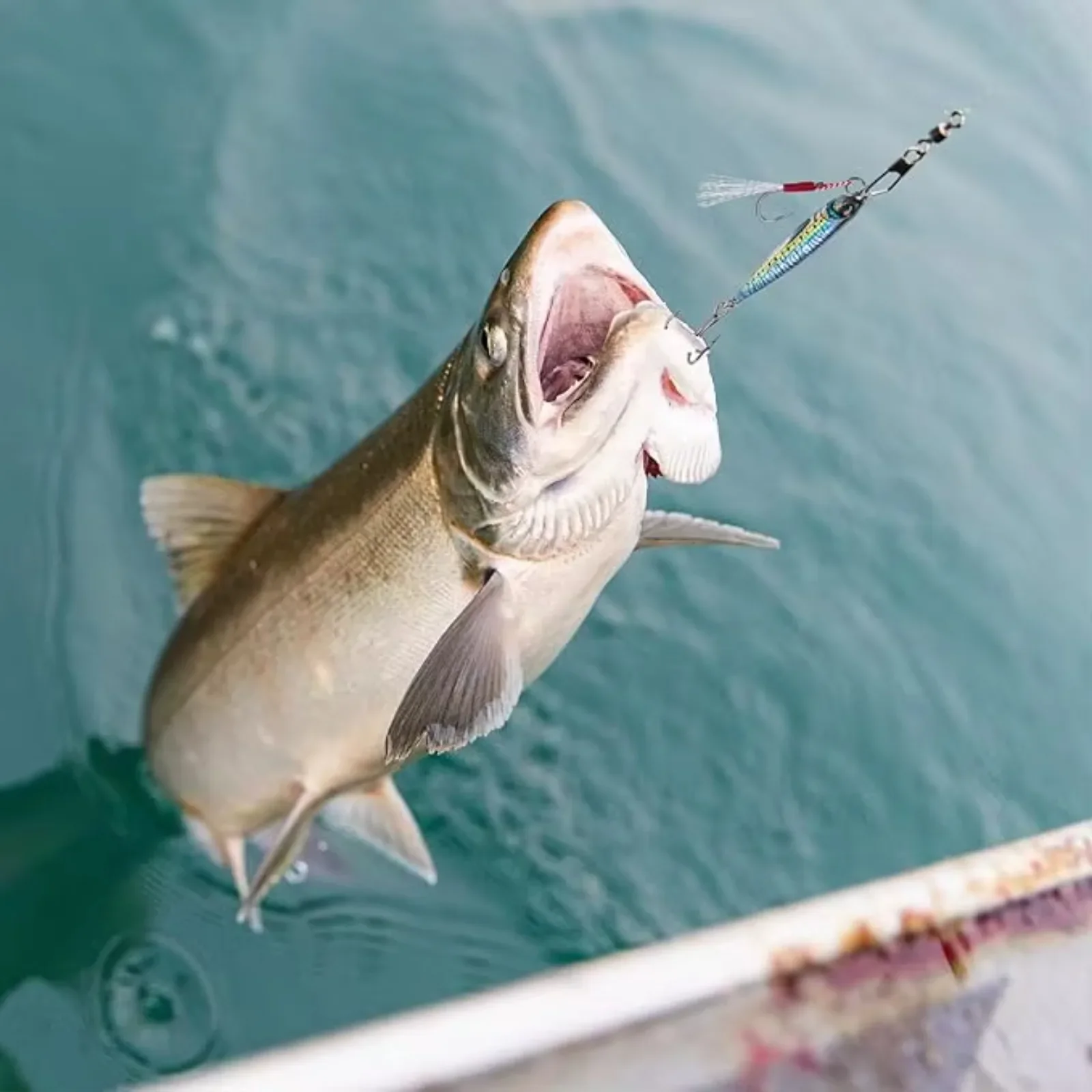 Goture 5 unids/set señuelo de plantilla de Metal 20g 25g 30g Spinner hundimiento 3D ojo Colo cebo de Jigging con ganchos para lubina señuelo de pesca de mar