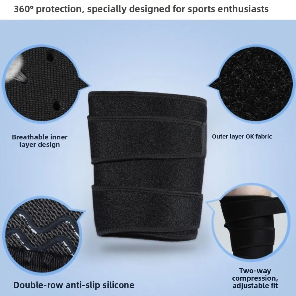 Mangas para muslos protectores de piernas ajustables compresión transpirable soporte para muslos mangas elásticas de nailon para la parte superior de la pierna deportes - imagen 3