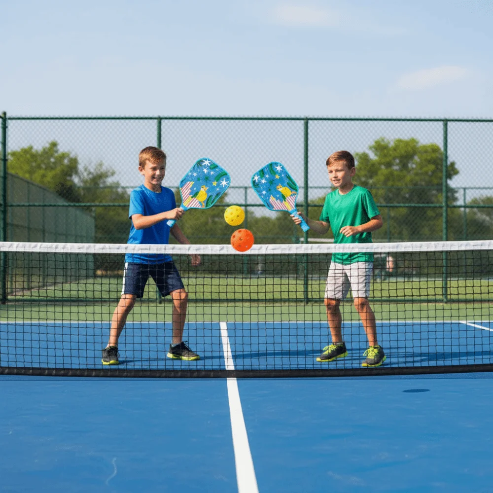 Juego de Pickleball para niños de dibujos animados, juego de Pickleball portátil ligero, juego de Pickleball Universal de 4 pelotas para deportes al aire libre - imagen 2