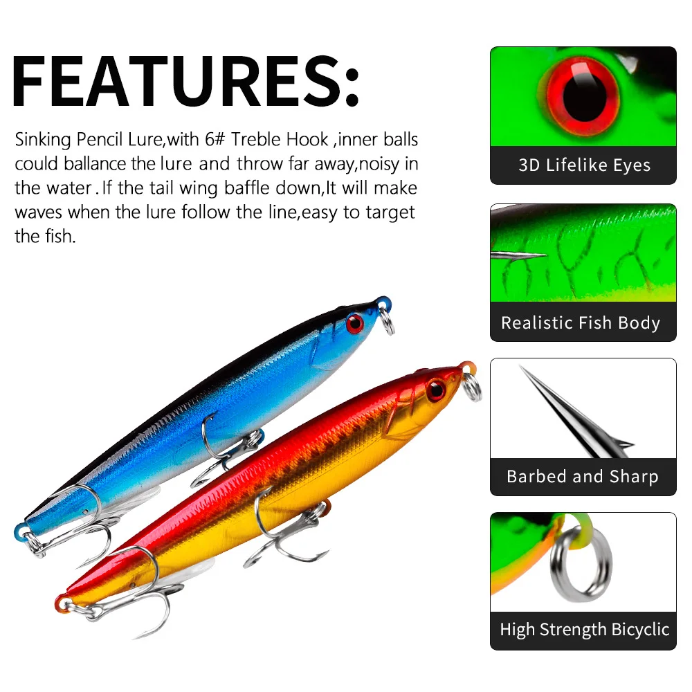 Señuelos de Pesca piezas VIB, 9,3 cm, 13,5g, Wobblers de mimbre de fundición larga láser, Crankbait duro, vibración, Pesca, Lucio, Carpa, aparejos - imagen 5