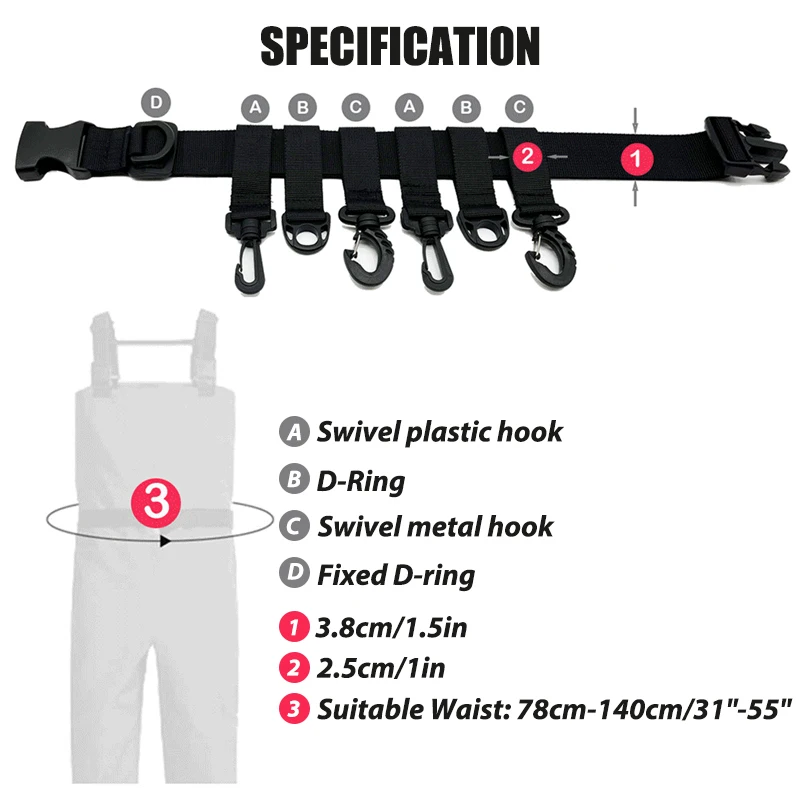 Cinturón de caña de pescar multifunción, equipo táctico al aire libre, con gancho extraíble, portátil - imagen 2