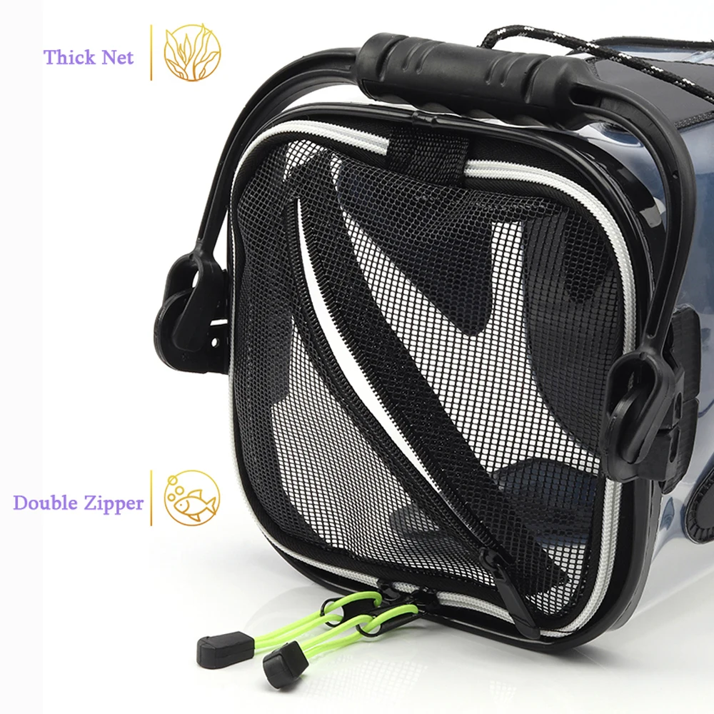 Cubo de pesca portátil para peces vivos con bolsillo lateral, CAJA PLEGABLE gruesa, bolsa de almacenamiento, tanque de Camping, contenedor de agua, aparejos - imagen 4