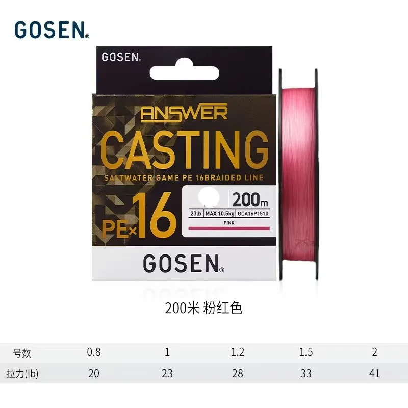 Gosen X16 Línea Trenzada de PE – Resistente a abrasión para señuelos - imagen 3