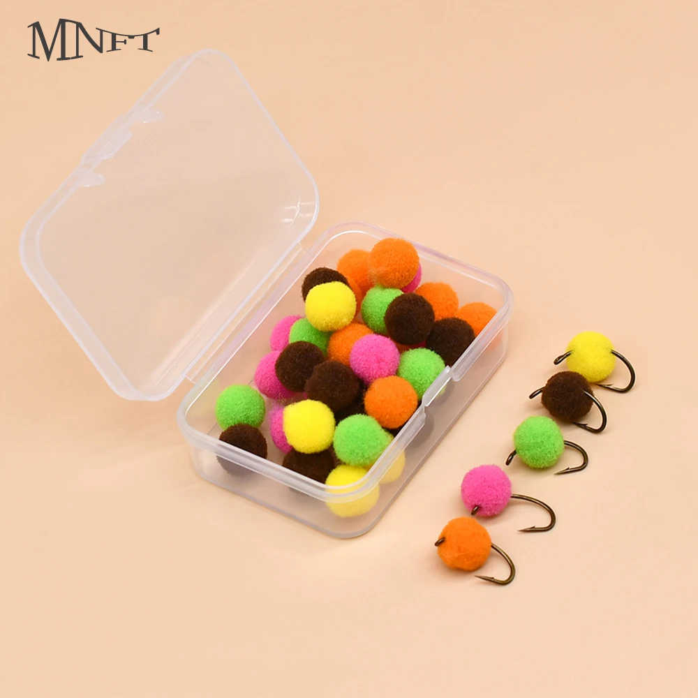 MNFT 10mm 50 unids/caja insectos huevo trucha pesca moscas materiales multicolor trucha salmón moscas pesca con mosca señuelos atado Material - imagen 2