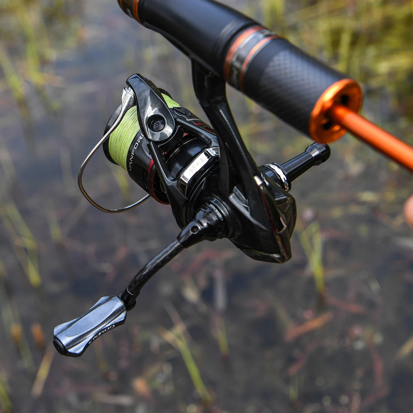 Perilla de aluminio Gomexus de 35mm con mango único de 18mm para carrete de juego Shimano Stradic FL Stella Vanford Vanquish Exsence Sephia Light - imagen 4