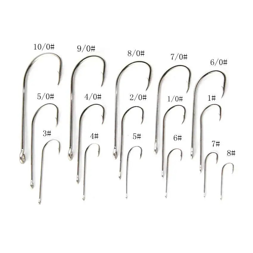 Gancho de pesca de pico de vástago largo, anzuelos de varios tamaños 6, 4, 2, 1, 100, 1/0, 2/0, 3/0, 4/0, 5/0, 6/0, 7/0, 8/0, 9/010/0, piezas, - imagen 3