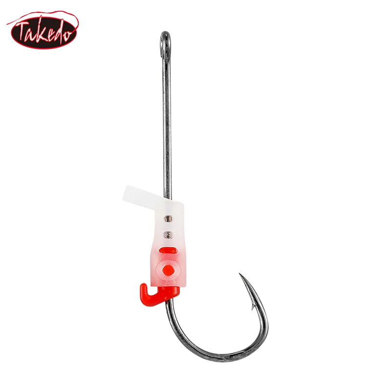 TAKEDO S #   M #   L L #   Gancho luminoso para soporte de camarones vivos, anzuelo de pesca de boca torcida de acero rico en carbono, pesca en el mar, lubina, atún, trucha - imagen 5