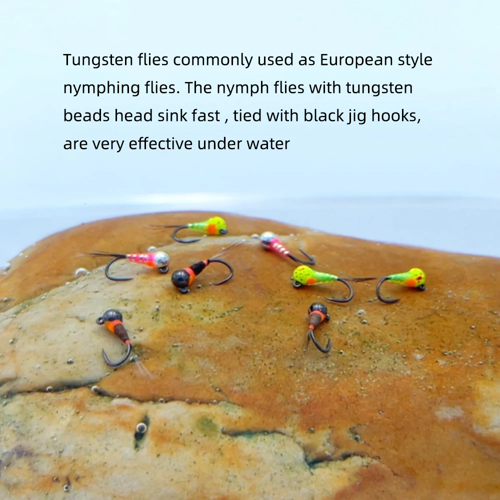 Wifreo 3 piezas 18 # Señuelos de pesca con cabeza de cuentas de tungsteno, plantilla Ninfa sin púas Perdigon Fly, hundimiento rápido, Euro Ninfa, trucha, salmón, Grayling - imagen 3