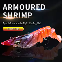 THETIME-cebo para articulación de camarones, 4,5g, 12g, 21g, simula 3D, varias secciones, cola de fibra segmentada, vibración, pesca en el mar, Swimbait