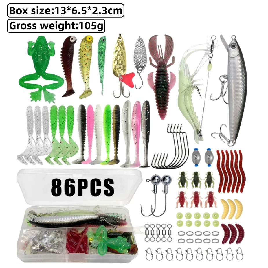 JSFUN 86/88/136/366 Uds Kit de Señuelos de Pesca para trucha/pike/bajo juego de pesca multiseñuelo aparejos en capas caja de aparejos de equipo profesional - imagen 3