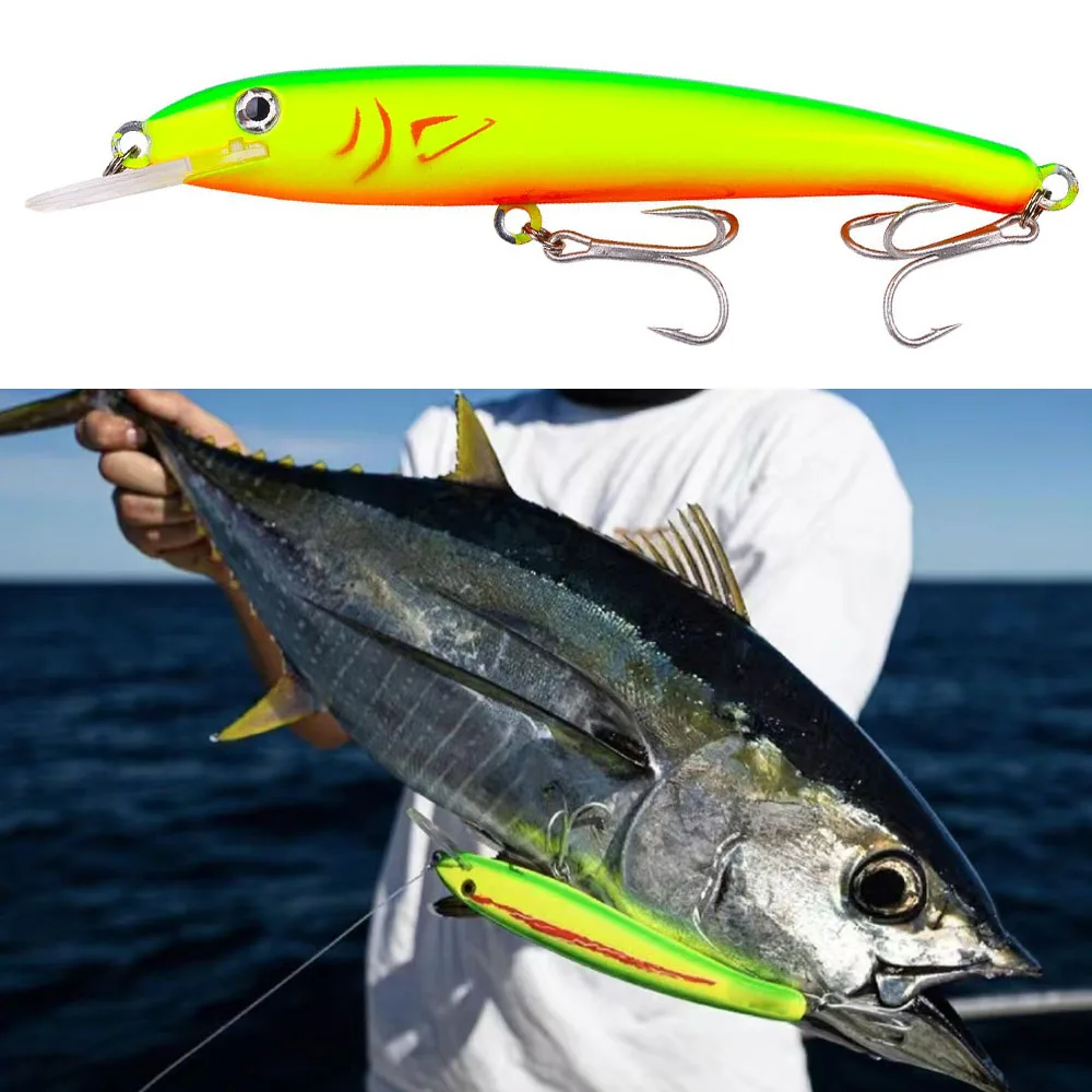 Minnow de buceo profundo 30g 44g Wahoo señuelo lubina agua salada barco de aguas profundas aparejos de pesca Shore Trolling láser Pro Crankbait Wobbler - imagen 4