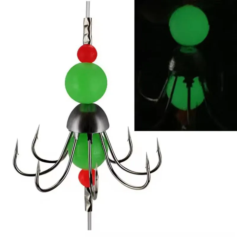 WEIHE anzuelo de calamar luminoso, anzuelo de cuerda de ocho garras, señuelo de pesca de agua salada, pulpo de pesca nocturna con plantilla de plomo, 43cm/42g - imagen 3