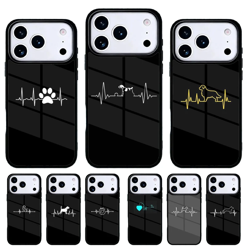 Funda iPhone diseño latido corazón perro – 17 16 15 14 13 Pro Max