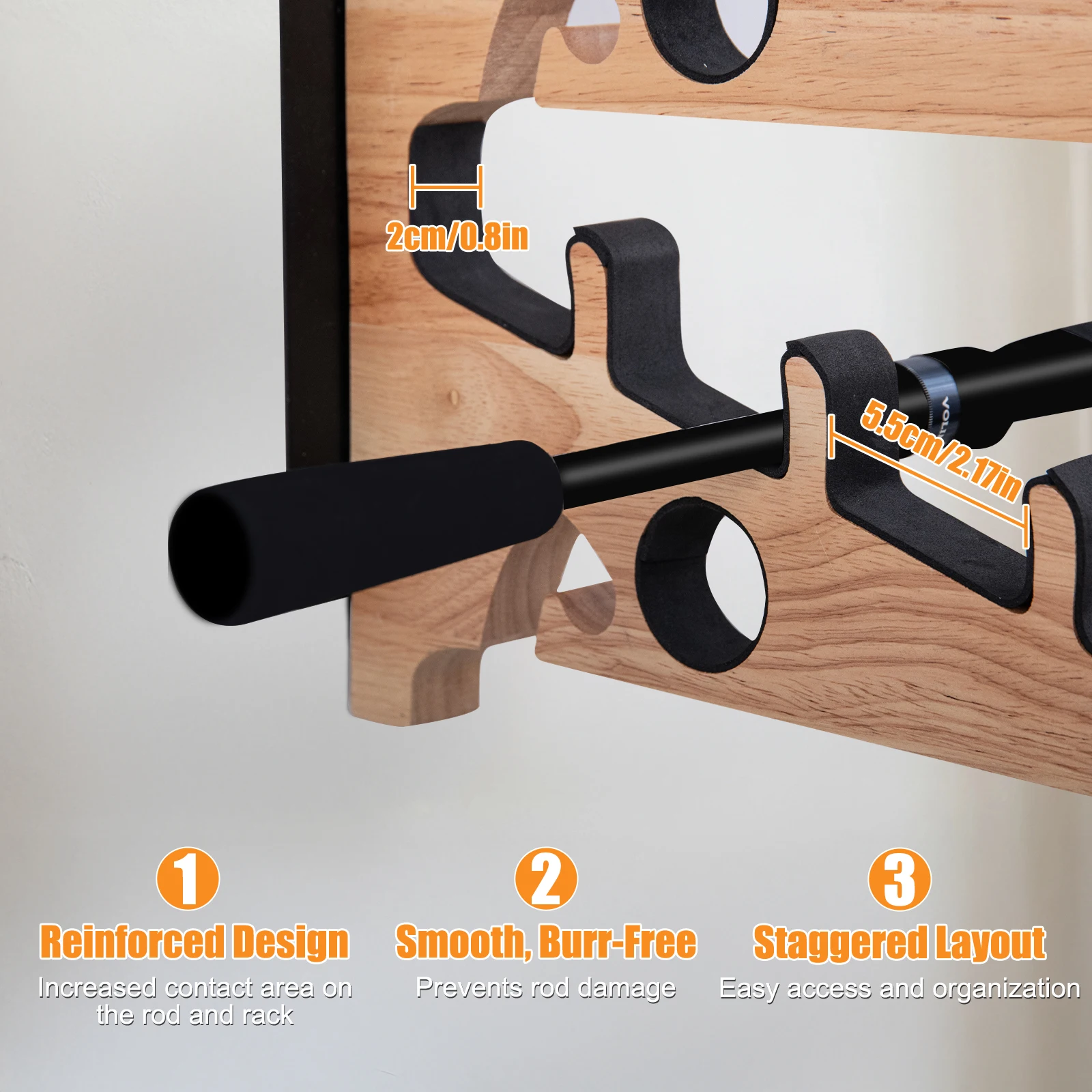 Soporte para caña de pescar Goture para garaje, estante para caña de pescar montado en la pared con almohadilla protectora suave, herramienta organizadora de almacenamiento para caña de pescar - imagen 4